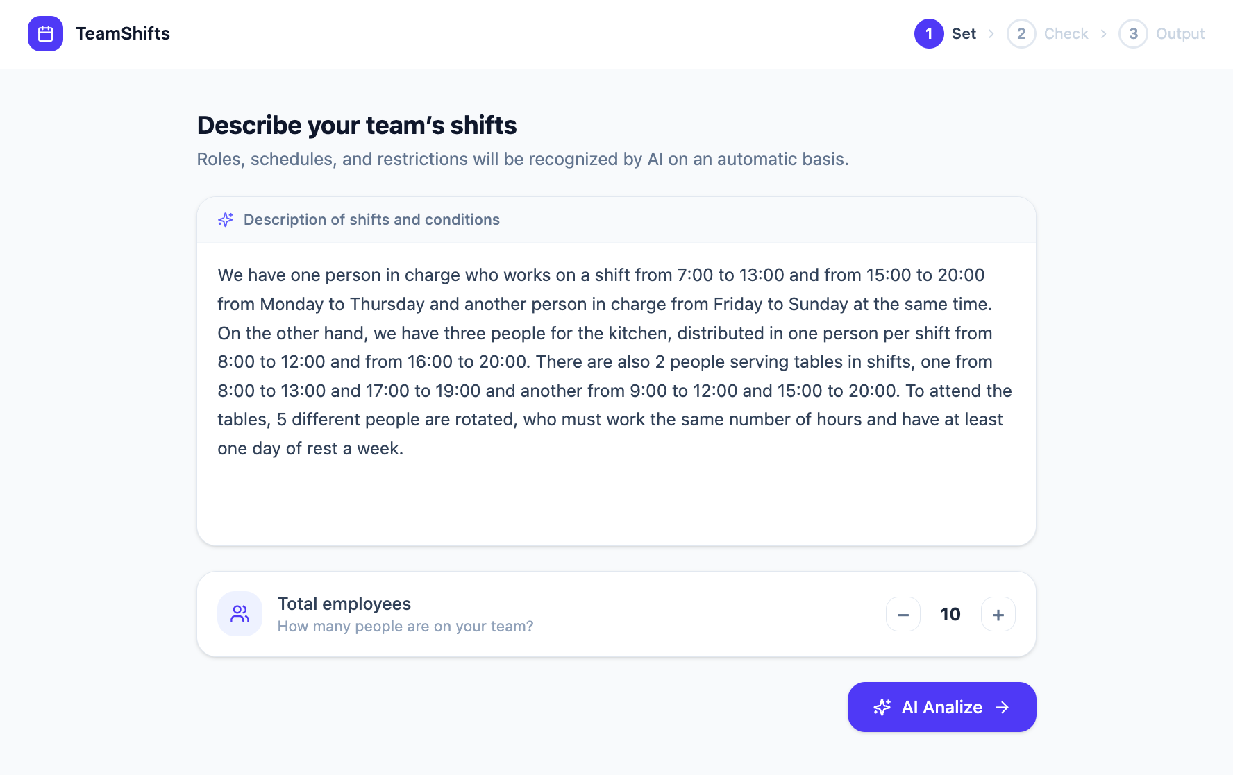 TeamShifts prompting